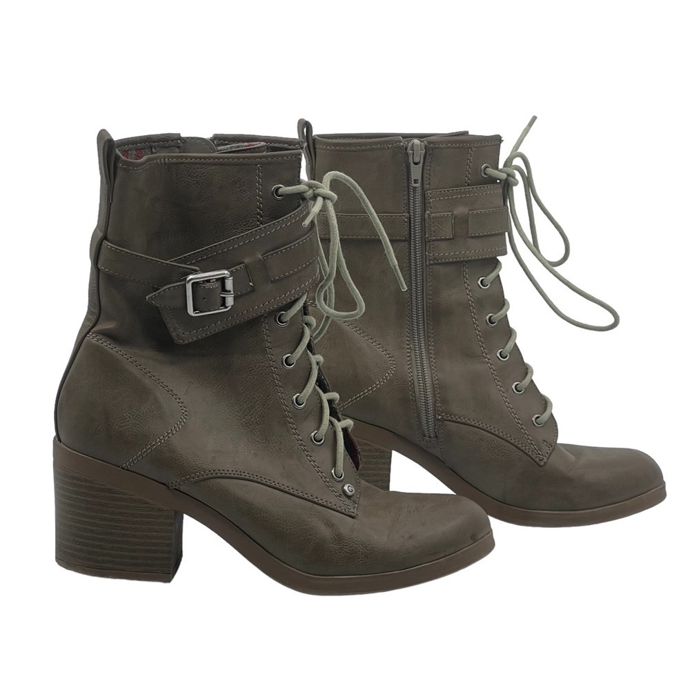 Guess Taupe Block Heel Side Zipper Boots Size 8 1/2 Women’s